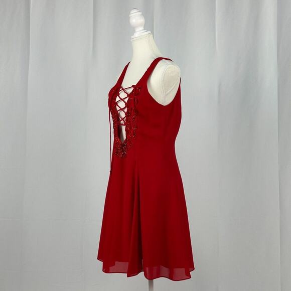 Vintage Red Mini Dress Sleeveless Party Birthday Short Never Worn Charm Size 12 - Picture 4 of 6